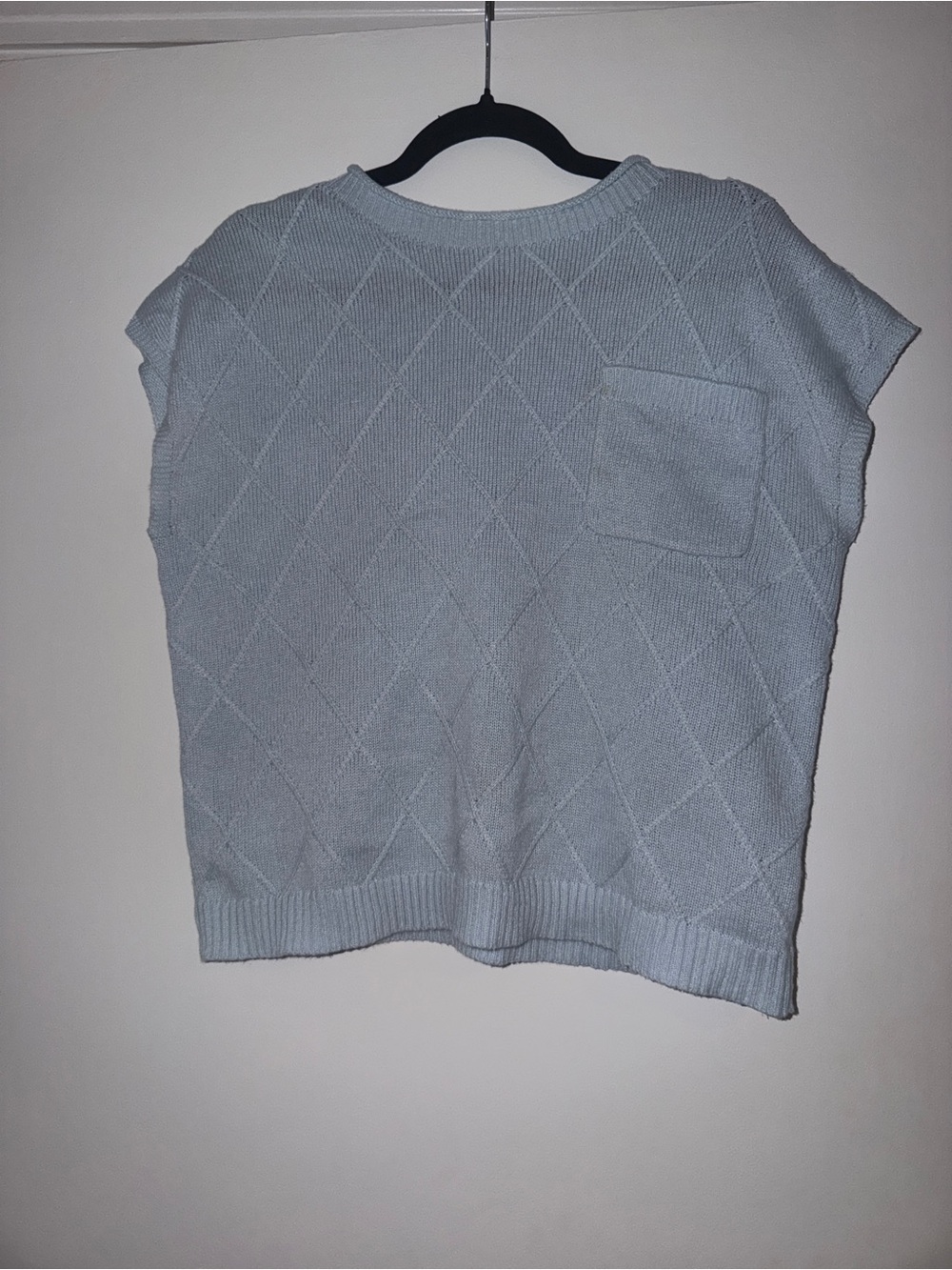Light Blue Knit Short Sleeve Sweater Top